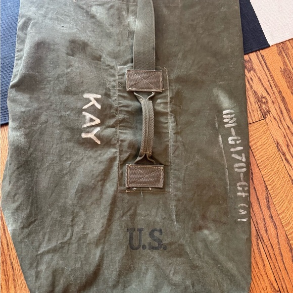 Vintage WWII Era 40's Military Green Barrack Bag Laundry Bag USA Military